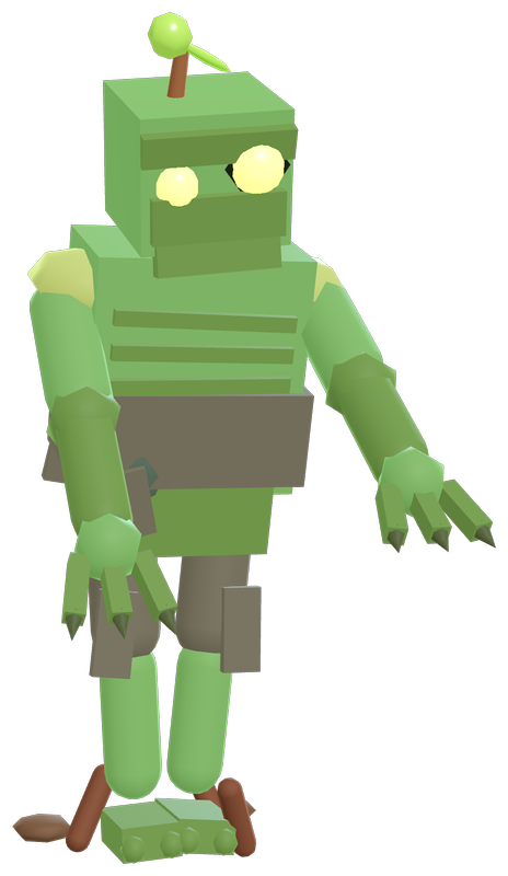 A grumble, a shambling green zombie grown from one of Dr. Experiment's seeds.