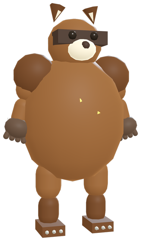MegaPowers, a huge raccoon-masked bear body formed from all three heroes.